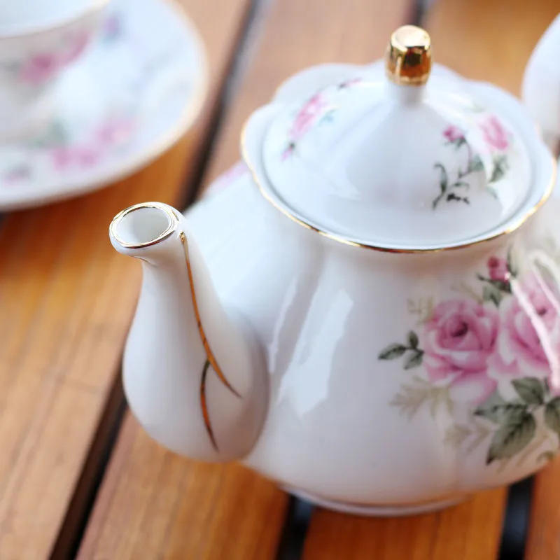Description Picture 4 of itemNoble Bone China Teapot 500ML Pink Camellia Coffee Pot Set Home High Grade Porcelain Kettle Jug Party Cafe Teaware Tea Pot Puer