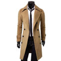 Simple  Trench Coat Temperament Coldproof Thick Trench Coat Turndown Collar Streetwear Men Jacket for Daily Wear