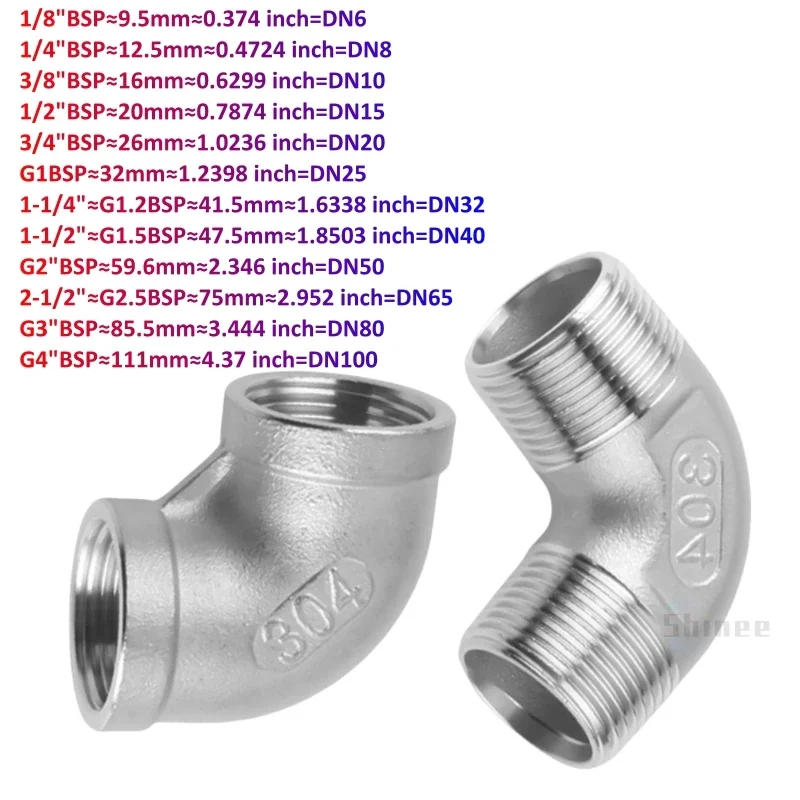 Description Picture 6 of itemBSP 1/8" 1/4" 3/8" 1/2" 3/4" Stainless Steel SS304 Female x Male Fuel Street 90 Elbow Threaded Pipe Fittings for Water Gas Oil