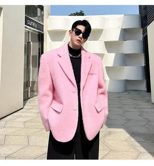 Description Picture 3 of itemPink Casual Suit Shoulder Padded Thickened Jacket wedding suits for men  clothing  s blaze coat