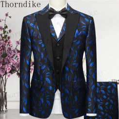 Thorndike 2022 High Quality Men Suits Tailor-Made Tuxedo 3 Pieces Blazer Vest Pant Wedding Party Groom Costume Homme Slim Fit