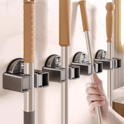No Need To Drill Suction Cup Wall-mounted Suction Cup Mop Clip, Bathroom Mop Storage Rack, Bathroom Household Strong Mop Hook