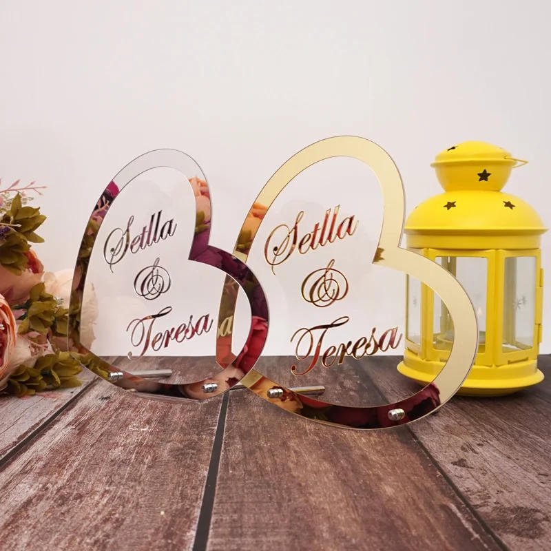 Description Picture 5 of itemDifferent Style Acrylic Table Standing Custom Wedding Personalized Mirror Frame Acrylic Word Sign Party Decor With Standing Nail