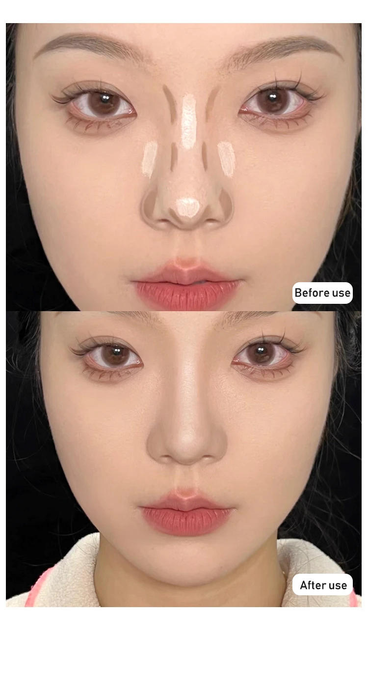 Description Picture 6 of item1/3pcs Set Facial Liquid Contour Stick 3D Cement Grey Nose Shadow Cream High Gloss Brighten Highlighter Bronzer Concealer Makeup