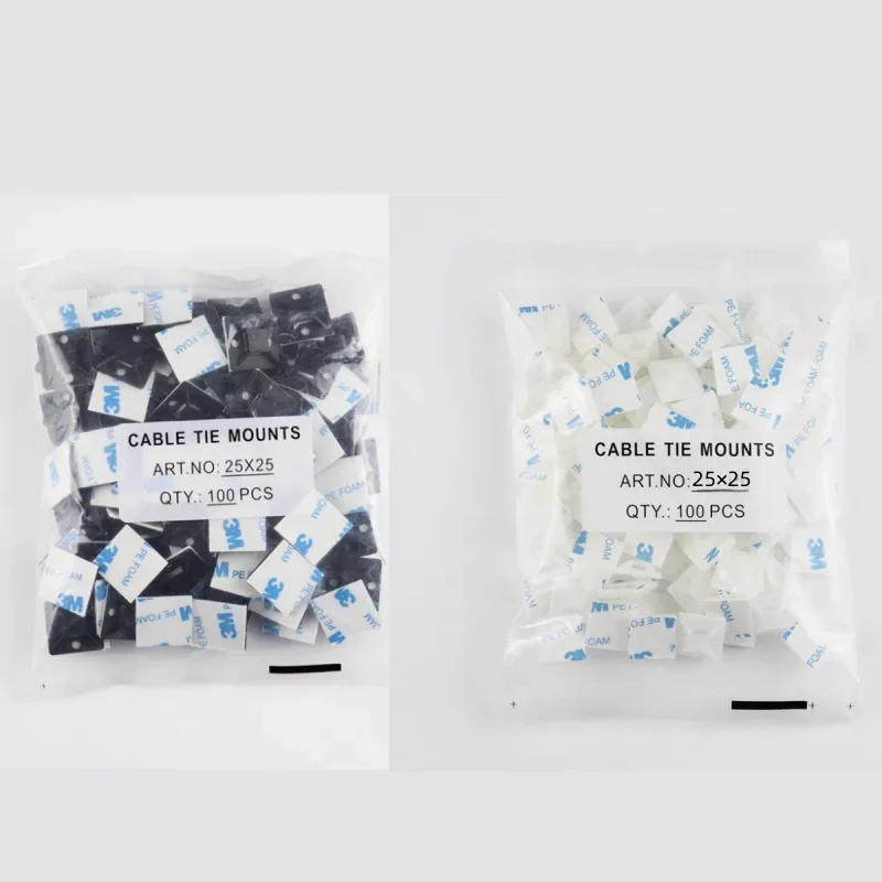 Description Picture 3 of itemSelf-locking plastic nylon tie  + Nylon Square Plastic 3M Self Adhesive Wire Zip Fixed Seat Holder Cable Tie Mount Base