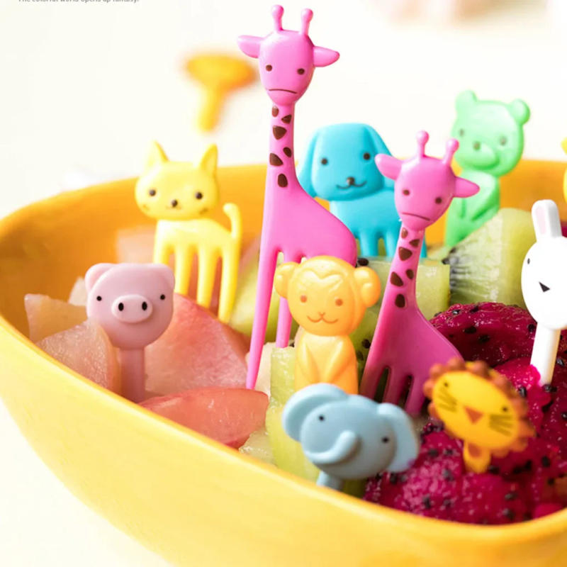 Description Picture 2 of item10pcs Animal Farm Fruit Fork Mini Cartoon Children Snack Cake Dessert Food Pick Toothpick Bento Lunches Party Decor Random Color