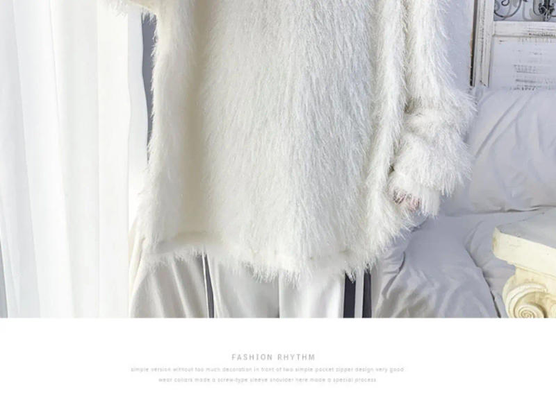 Description Picture 3 of itemAutumn Multi-color Plush Knitted Bottoming Shirts Couples Loose Casual High Street Personalized Sweaters Pullovers Male Clothes