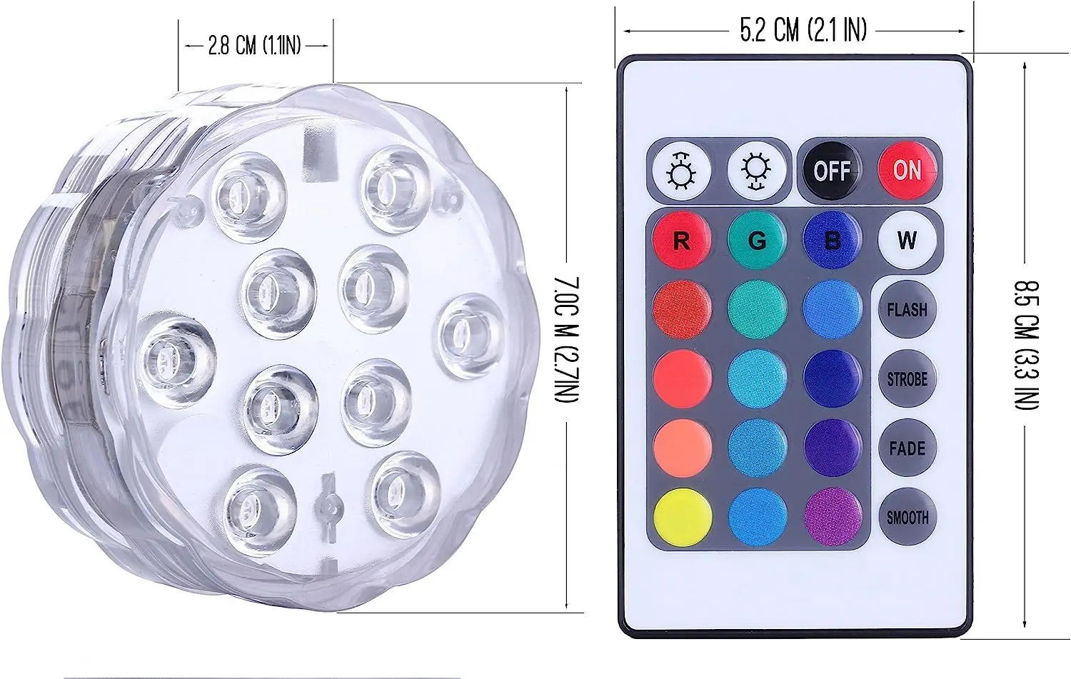 Description Picture 4 of itemLED  24Key Remote Control Waterproof Colorful Underwater Diving Luminous Toy Fish Bathtub Light Baby Bath Landscape Vase Light