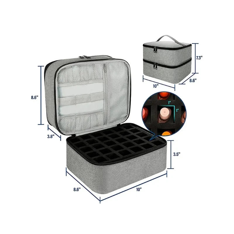 Description Picture 6 of itemNail Polish Storage Bag Essential Oil Bag Portable Cosmetic Nail Care Kit Nail Care Tool Storage Box Double Layer 30 Compartment