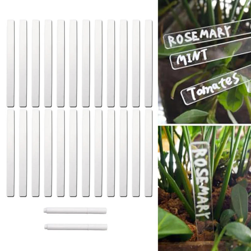Description Picture 2 of item24Pcs Acrylic Plant Label Tag Clear Blanks Plant Markers Nursery Markers Flower Pots Seeding-Sign Mark For Potted Flowers
