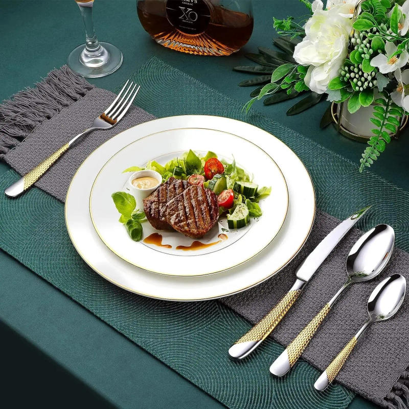Description Picture 6 of itemFashion Golden Dinnerware Set 18/10 Stainless Steel Dinner Knife Fork Cutlery Set Service Silverware Flatware Drop Shipping