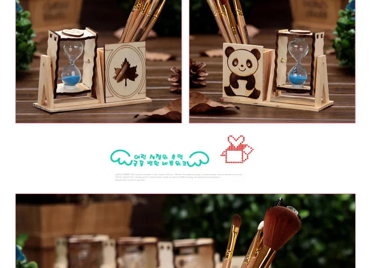 Description Picture 3 of itemSimple Wooden Single Hourglass Pen Holder Student Desk Decoration Exquisite Creative Pencil Holder Office Desktop Supplies