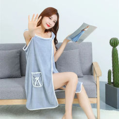 Bathrobe Wearable Coral Fleece Soft And Absorbent Towel Dress Quick-Dry Shower Home Textiles Multi-Function Womens Bath Towels