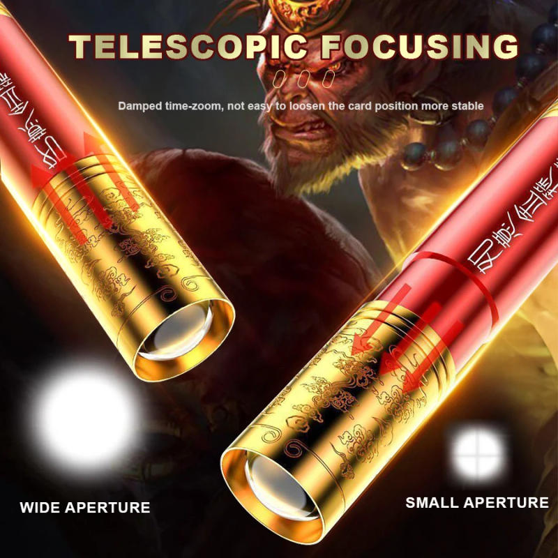 Description Picture 3 of itemCreative Design Monkey King Golden Hoop Flashlight USB Charging Zoom Ultra Bright Long Range Shooting Portable Flashlight