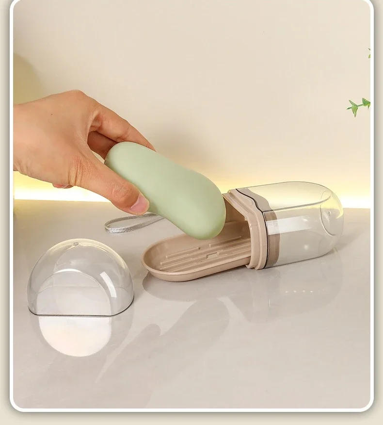 Description Picture 2 of item1PC Portable Travel Soap Dish With Drain Water Bathroom Supplies Waterproof Sealed Transparent Bathroom Holders And Dispensers