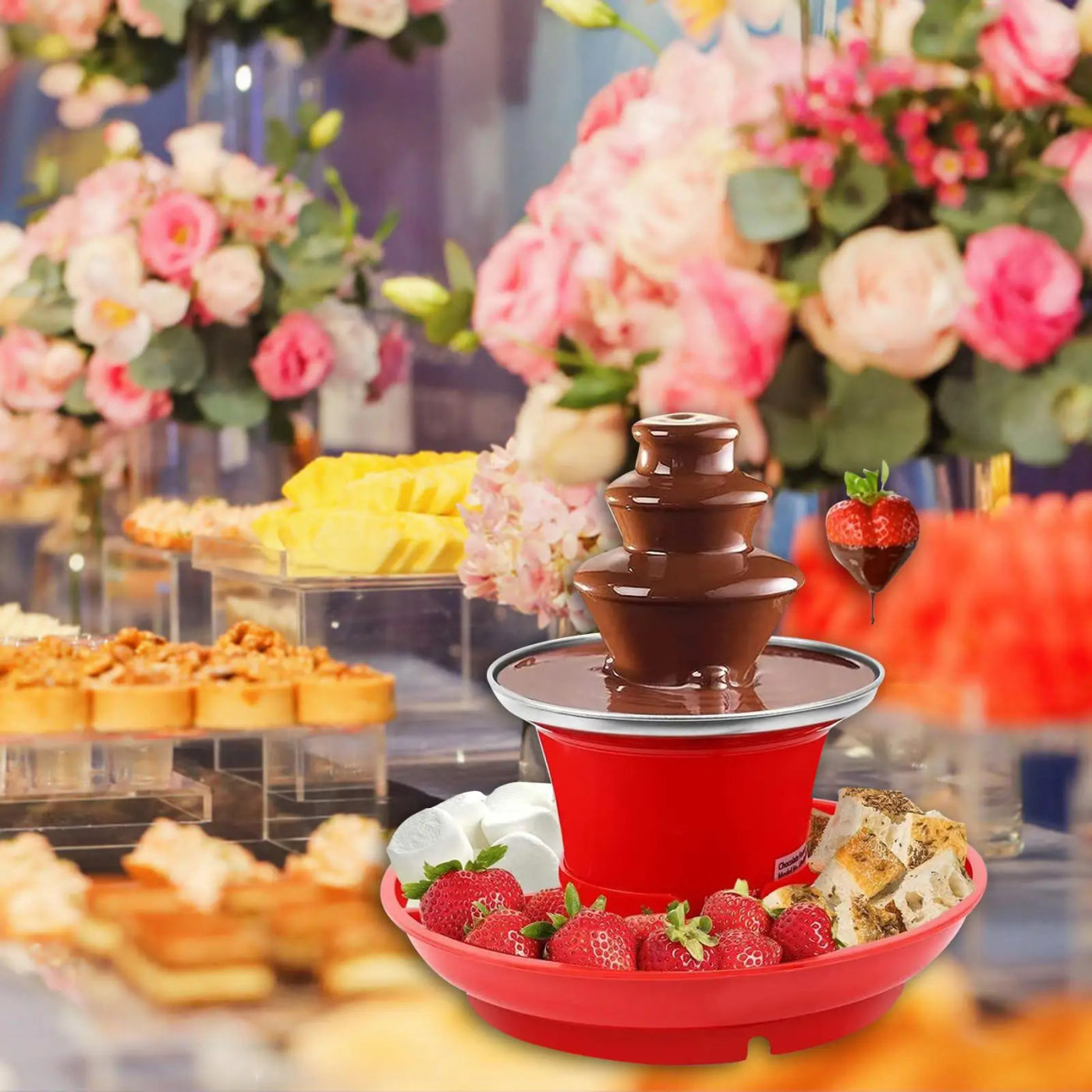 Description Picture 3 of item3 Tier Chocolate Fondue Fountain Auger Standard Plug for BBQ