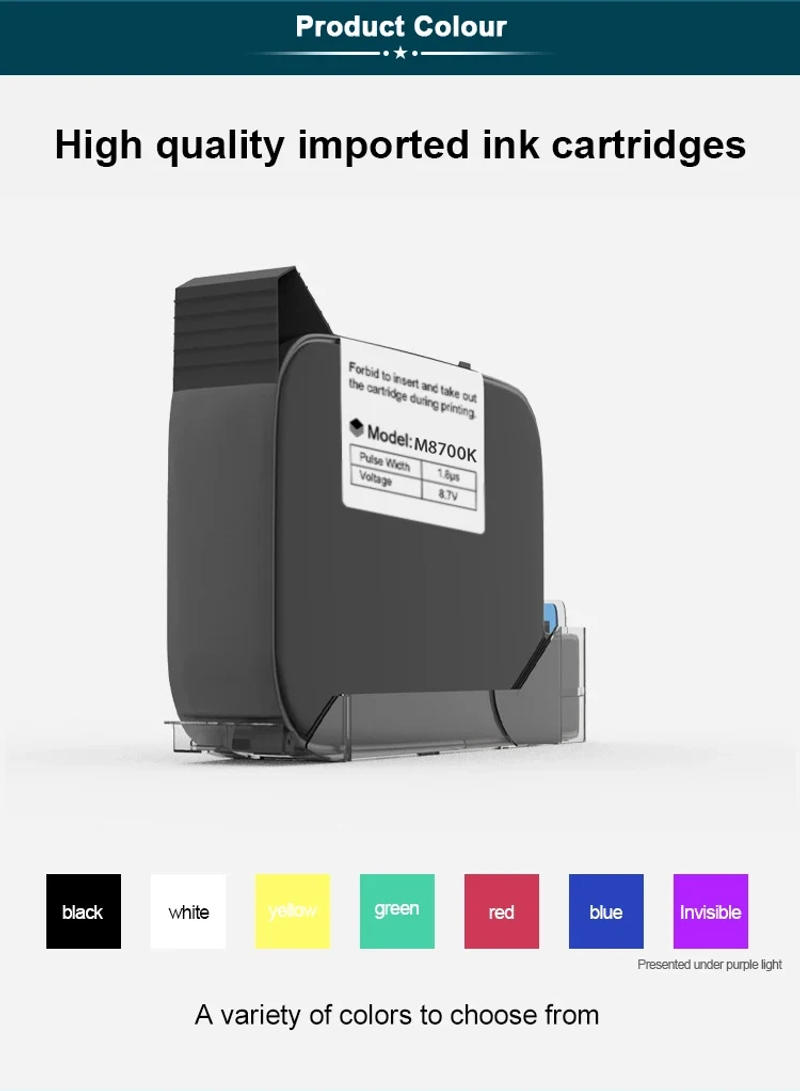 Description Picture 3 of itemPhezer A Level Ink 1/3/5/10pcs Handheld Online Inkjet Printer Cartridge Quick Dry Black B Level 12.7mm Original Parts Office