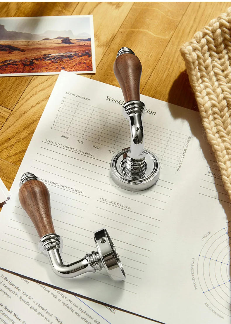 Description Picture 5 of itemChinese Style Bedroom Door Lock Indoor Solid Wood Door Handle Split Mechanical Lock Silent Security Door Lock Household Hardware