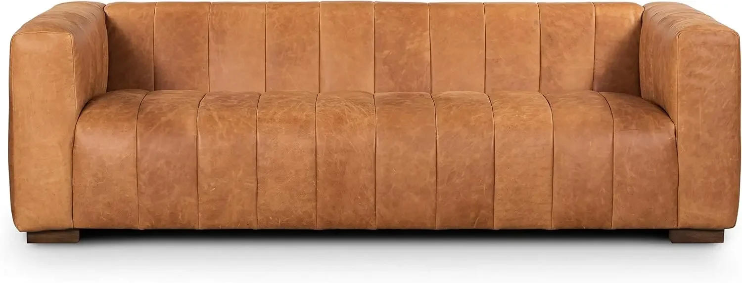 Description Picture 5 of itemLiving Room Sofas 86" Sofa in Full-Grain Pure-Aniline Leather in Cognac Tan 37.5"D X 85.5"W X 27.5"H Arrives Fully Assembled