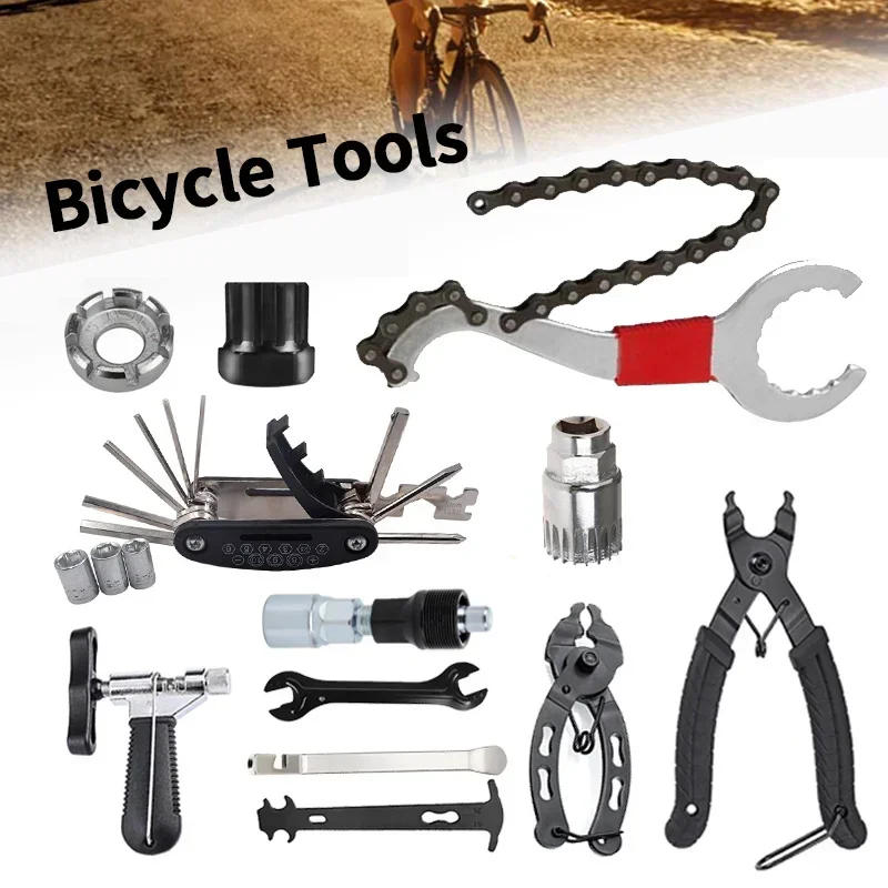 Description Picture 2 of itemBicycle Repair Tool Kits Bike Flywheel Removal Chain Breaker Cutter Crank Puller Bike Wrench Cassette Bracket Extractor Sets