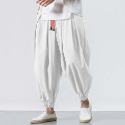 Men Harem Pants Men's Baggy Deep Crotch Harem Trousers with Drawstring Elastic Waist Pockets Casual Daily for Plus for Comfort
