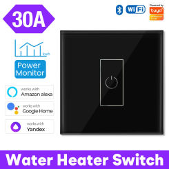Tuya Smart 30A WiFi Boiler Water Heater Switch App Control Power Monitor Overload Protection Works with Alexa Google Home