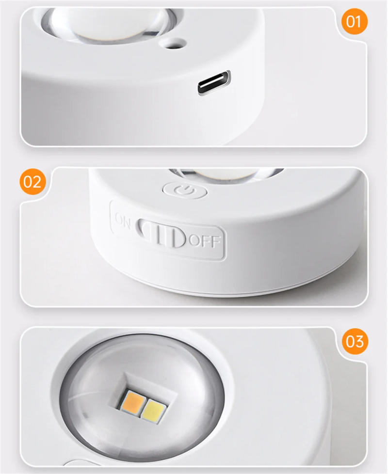 Description Picture 6 of itemDC5V Led Puck Light USB Rechargeable RGB 3Colors Dimming Indoor Decoration Remote Controller Cabinet Lamp for Closet,Showcase