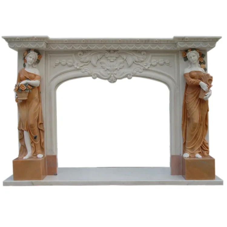 Description Picture 4 of itemMarble Fireplace SetNatural Stone Modern  MarbleMantels Surround Decorative Freestanding Fireplace Polished