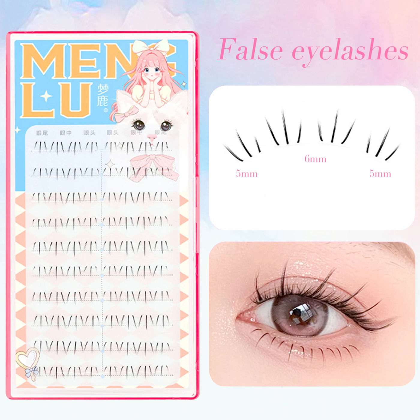 Description Picture 4 of item80pcs/set Segmented Lower Eyelashes False Eyelashes Makeup Tools Natural Fake Lower Lashes Women's Cosmetic Supplies