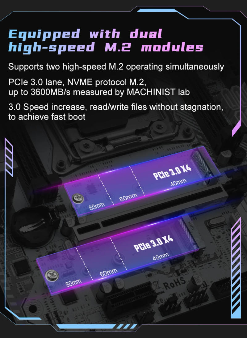 Description Picture 6 of itemMACHINIST X99 K9 Motherboard Support Intel Xeon E5 V3&V4 LGA 2011-3 CPU DDR4 RAM NVME M.2 WIFI Slot USB 3.0 Four Channel Memory