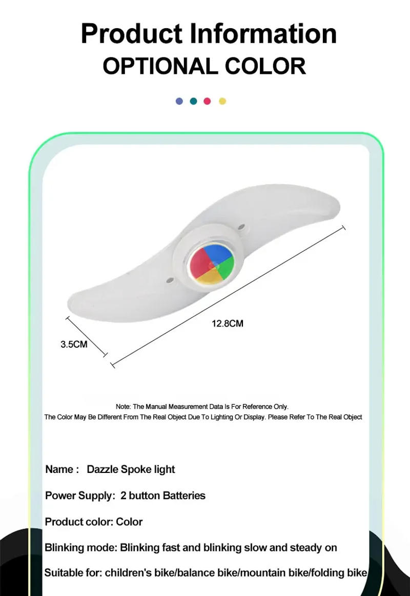 Description Picture 5 of itemColorful Bike Wheel Spoke Light Waterproof MTB Balance Bicycle Light LED Tyre Tire Flash Lights Warning Cycling Lamp