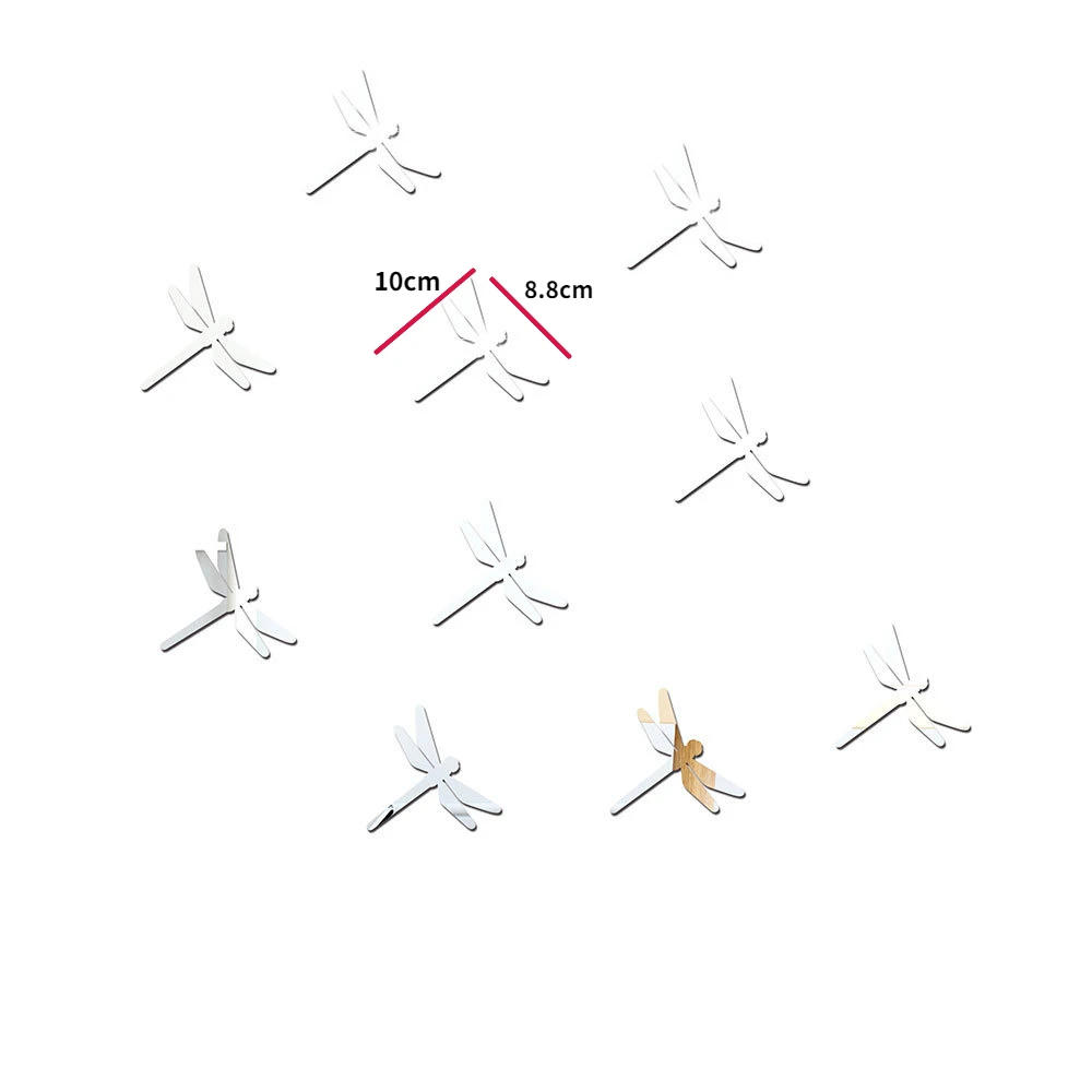 Description Picture 3 of item10pcs Dragonfly Acrylic Mirror Wall Stickers Self-adhesive Mirror for living room TV background wall decoration Home Decoration