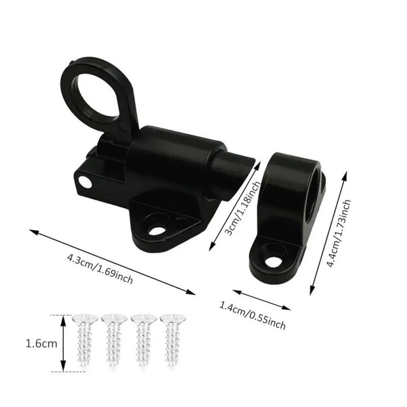 Description Picture 2 of itemAutomatic Latch Aluminum Spring Door Latch Lock Security Pull Ring Spring Bounce Door Bolt Automatic Latch Lock with Screws