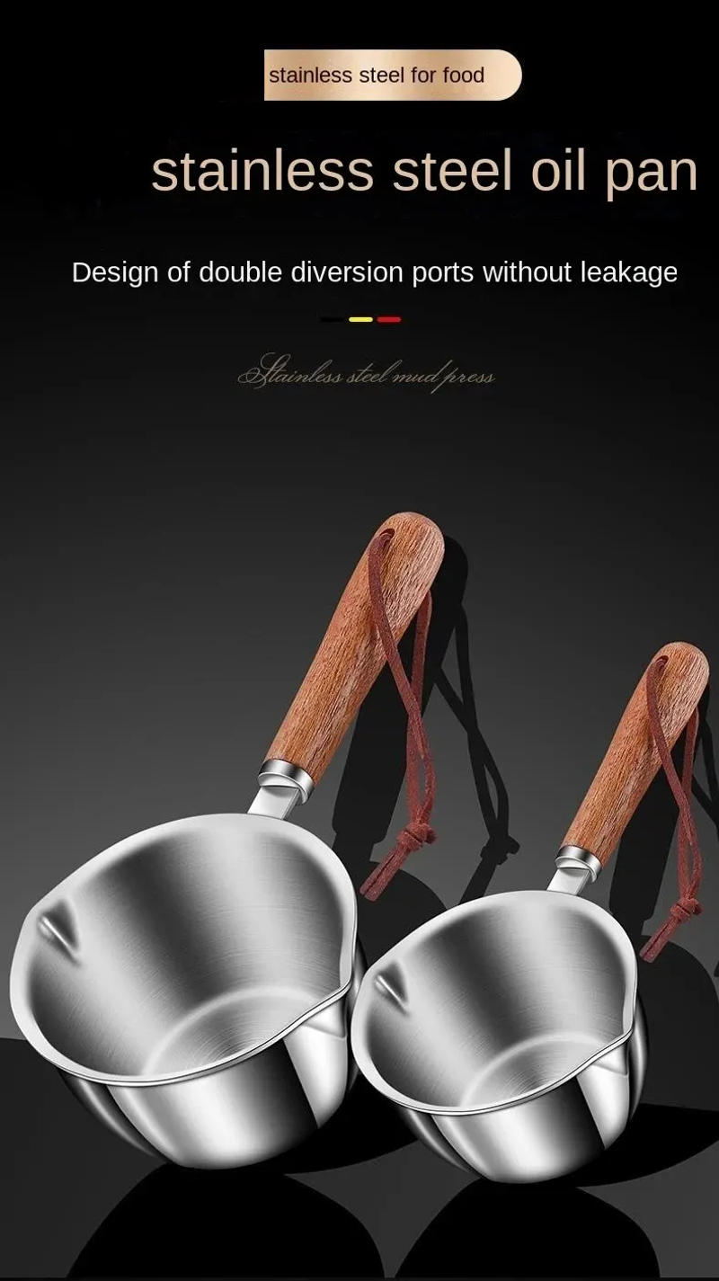 Description Picture 2 of itemStainless Steel Oil Splashing Pan Skimming Pan Coffee Measuring Cupboiling Pot Hot Milk Small Milk Pot Sauce Pouring Pot