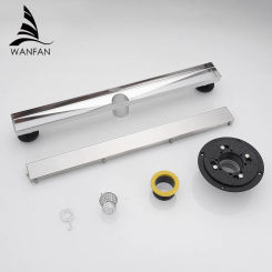 304 Stainless Steel Bathroom Shower Floor Drain Long Drainage Square Shower Large Floor Drains Shower Drain Cover DL-053SN