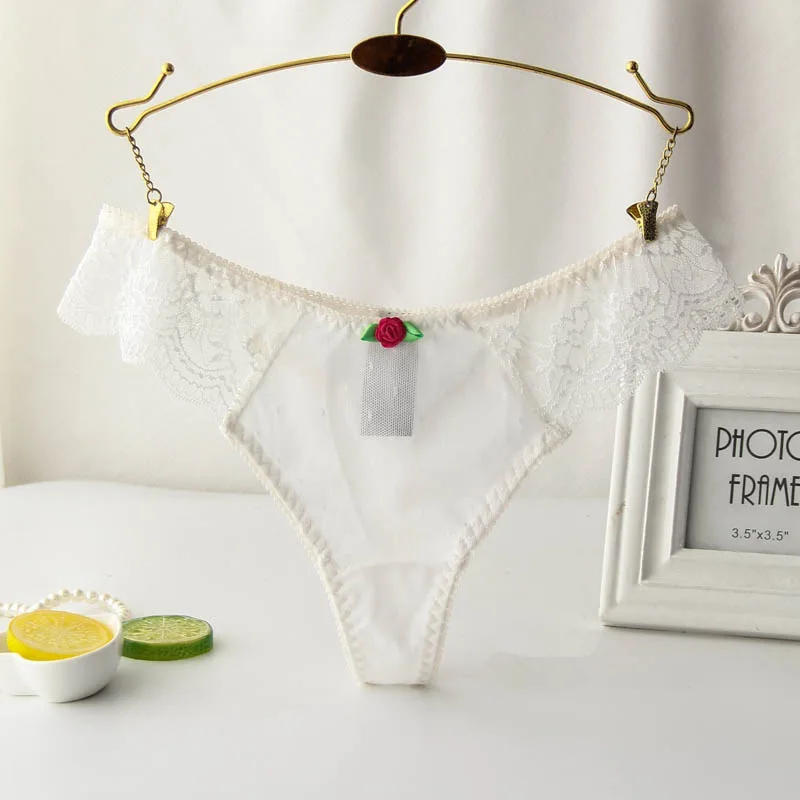 Description Picture 6 of itemEuropean and American large size sexy thong women's T-shaped transparent hollow lace panties underwear  women underwear