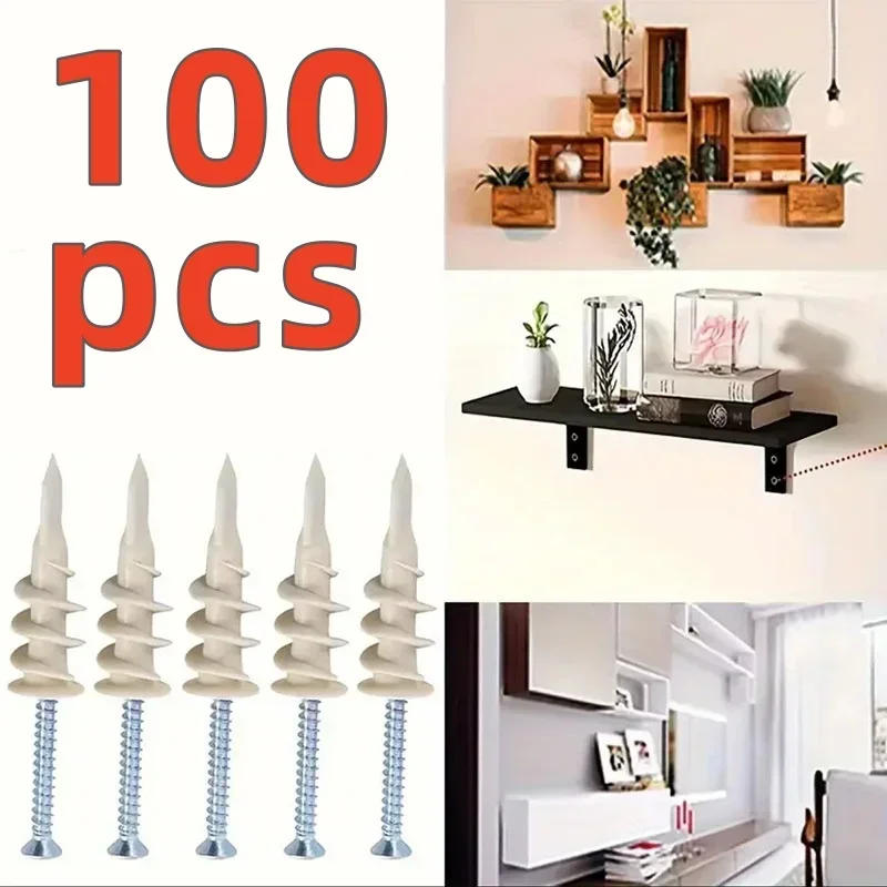 Description Picture 2 of itemGypsum Board Special Drill Tail Expansion Screw Spiral Tube Plug Hollow Door Board Nylon Spiral Tube Slotted Three-point