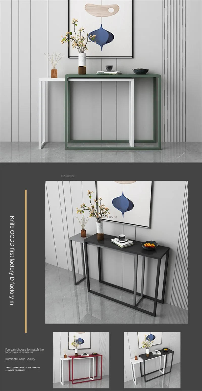 Description Picture 6 of itemModern Minimalist Iron Console Table Storage Rack End View Table  Living Room Furniture Hallway Console Narrow Table Bar Tables