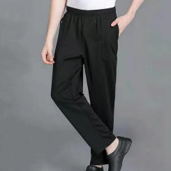 Elastic Pants Comfortable Unisex Chef Pants with Elastic Waist Breathable Fabric for Restaurant Service Waiter Uniforms Chef
