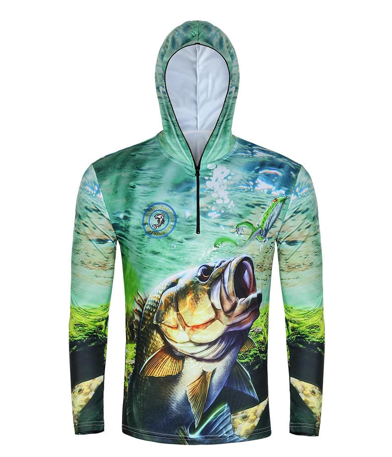 Description Picture 2 of itemNew Men Half Zipper Slim Fit Hoodie Custom Hot Sale Printing Fishing Shirt Ultraviolet-Proof Tournament Fishing Jersey