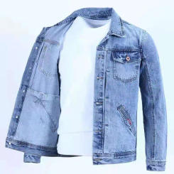 2024 New Style Cardigan for Men - Loose Fit Denim Jacket with Pockets, Youthful and Trendy