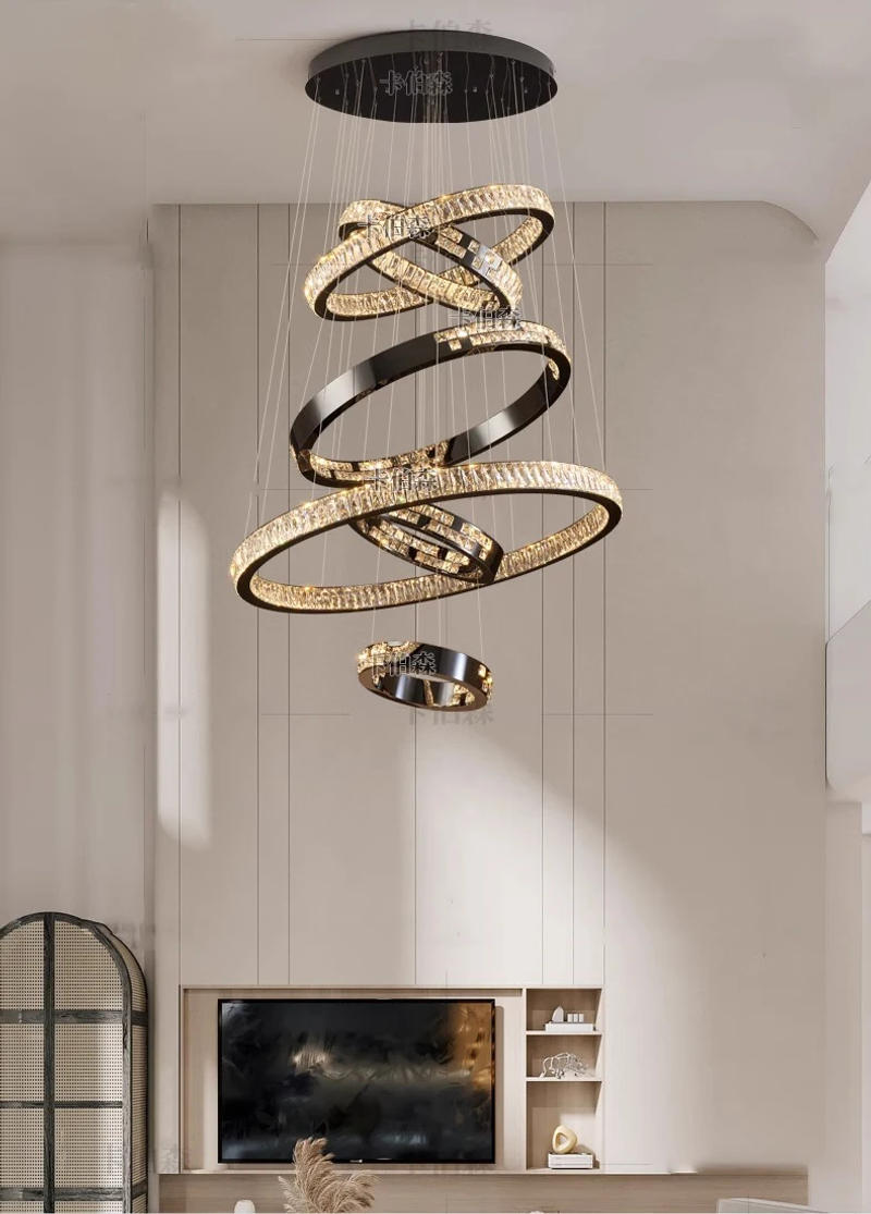 Description Picture 2 of itemModern home decoration crystal chandelier, stair Pendant lamp, living room Pendant lights, interior lighting