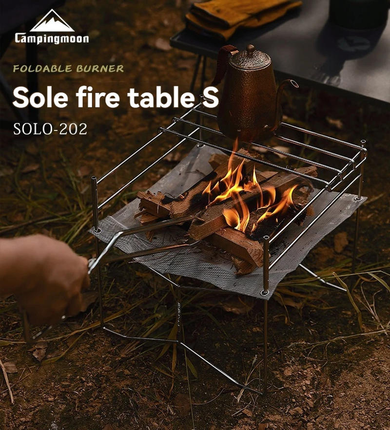 Description Picture 2 of itemCAMPINGMOON Outdoor Stainless Steel Soler Fire Stove Folding Portable Camping Lightweight Oven with Grille Mesh Camping Cookware
