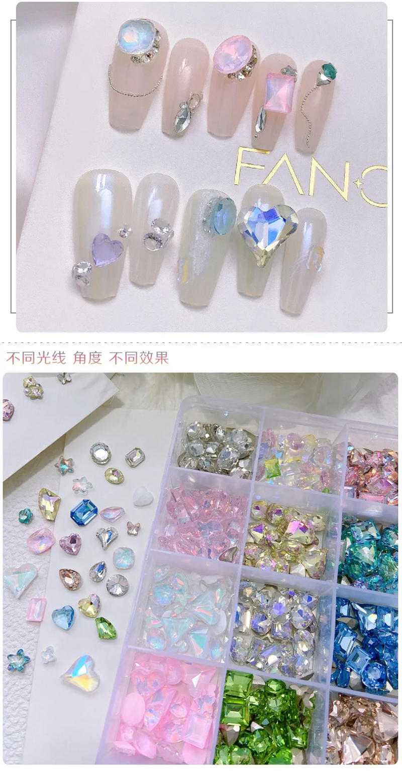 Description Picture 6 of item30PCS Glitter Mix Shapes Ice Translucent Colorful Crystal Sharp Diamonds Nail Art Rhinestones Jewelry Decorations Manicure Gems