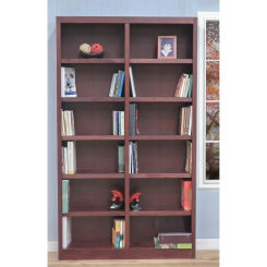 84" Traditional Double Wide Wood Bookcase with 10 Adjustable Shelves & 2 Fixed Shelves, Assembly Required