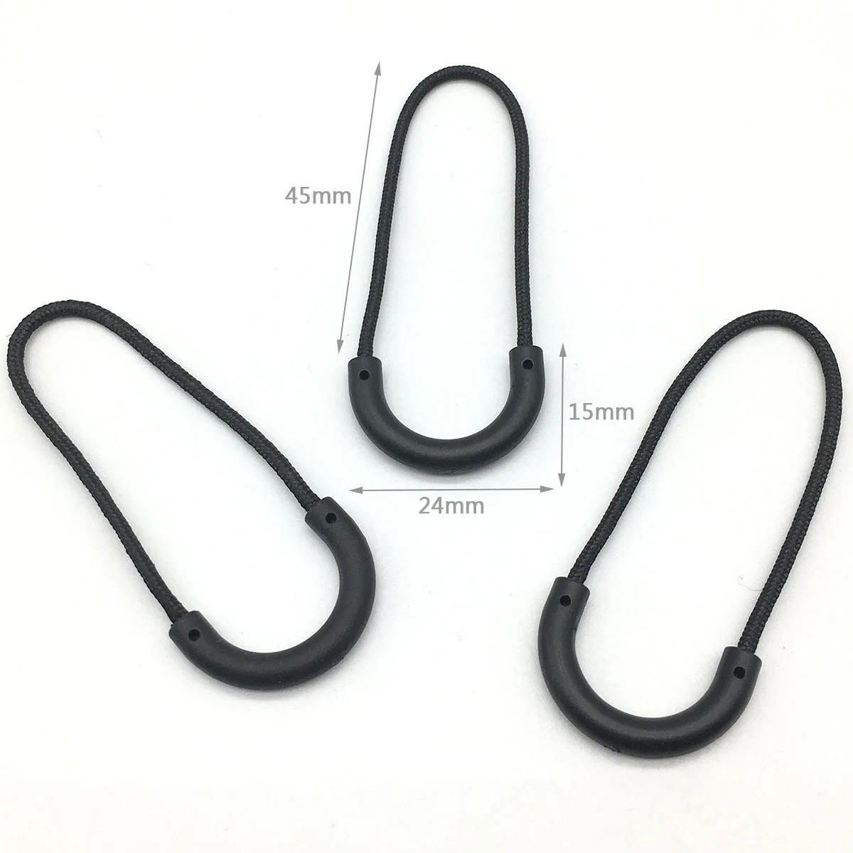 Description Picture 3 of item10pcs Plastic Zipper Pulls Cord Zip Puller Clip Durable Replacement Ends Lock Clothing Backpack Luggage Accessories Black