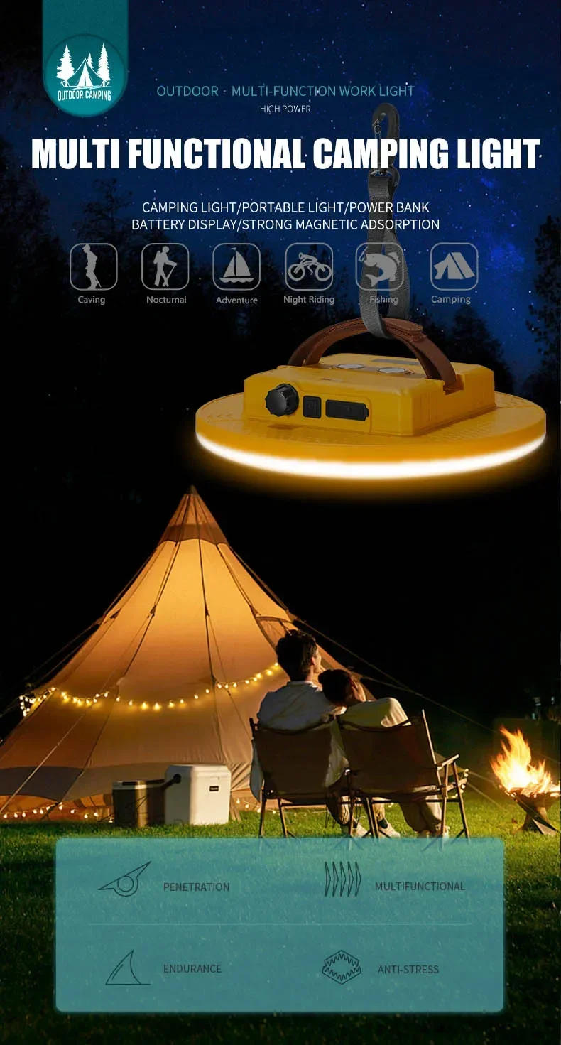 Description Picture 2 of itemCamping Lantern Outdoor Camping Light Rechargeable Flashlight Strong Light Portable Lanterns Power Bank Tent Lamp