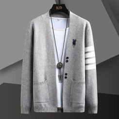 2022 Autumn New Men's Casual Fashion Knitted Cardigan Jacket Sweater For Young People V-neck Pullover Cross-border E-commerce