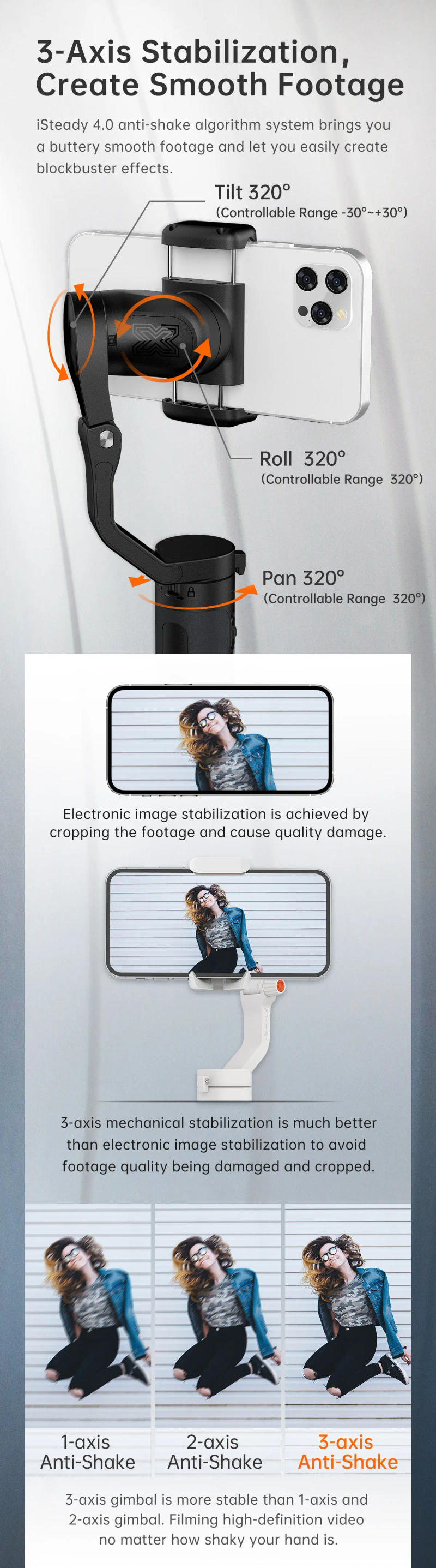 Description Picture 4 of itemHohem iSteady X2 Smartphone 3-Axis Gimbal with Remote Control Foldable Handheld Phone Stabilizer for iPhone/Samsung/Huawei/Pixel