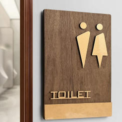 Bathroom Wooden Door Sign Men and Women Public Acrylic Warm Prompt Sign for Shopping Mall Office Hotel